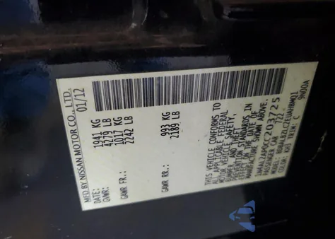 2012 Nissan Altima Base from USA, damaged, VIN 1N4AL2AP0CC203725